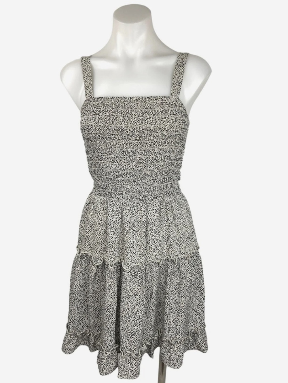 Jessica Simpson Black and White Smocked Mini Dress